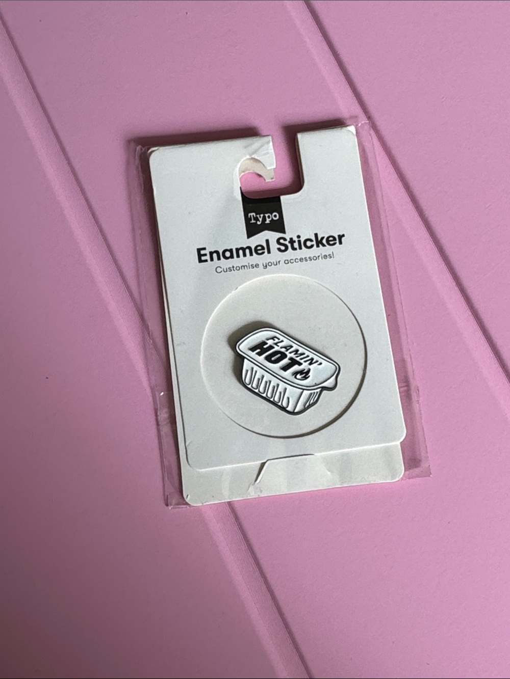 White Enamel Sticker - Flamin' Hot Design